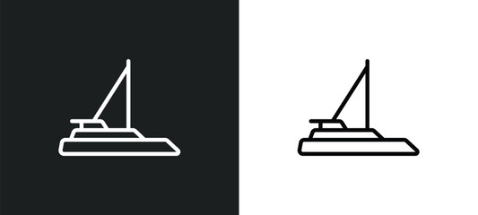 Wall Mural - catamaran icon isolated in white and black colors. catamaran outline vector icon from transportation