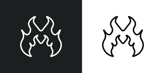 fire icon isolated in white and black colors. fire outline vector icon from traffic signs collection for web, mobile apps and ui.