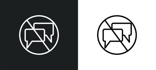 Wall Mural - no chatting icon isolated in white and black colors. no chatting outline vector icon from traffic si