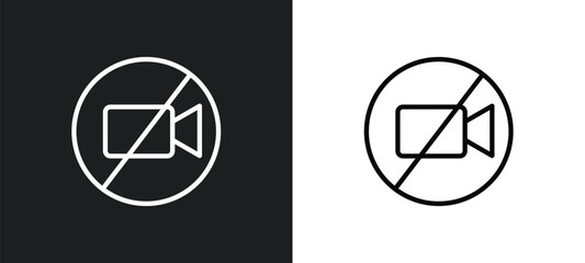 Wall Mural - no video icon isolated in white and black colors. no video outline vector icon from traffic signs co