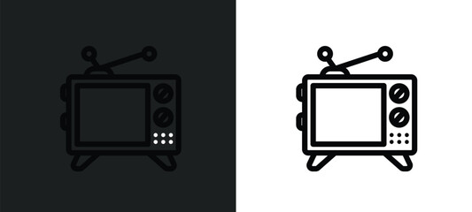 old tv icon isolated in white and black colors. old tv outline vector icon from technology collection for web, mobile apps and ui.