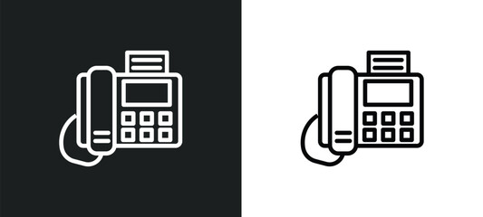 Wall Mural - telephone with fax icon isolated in white and black colors. telephone with fax outline vector icon from technology collection for web, mobile apps and ui.