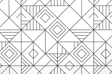 Wall Mural - Interior wallpaper design, black patterned lines on white background. Geometric modern style decor.