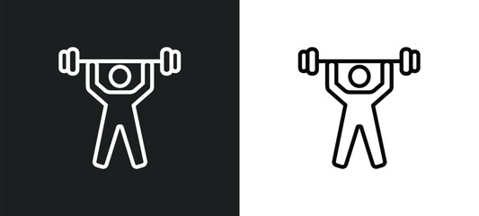Wall Mural - weightlifter icon isolated in white and black colors. weightlifter outline vector icon from sport co