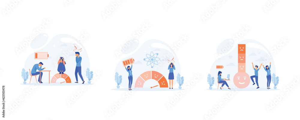 People are on the mood scale, stress rate, Tired Exhausted Overworked ...