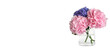 © New Africa - Stylish vase with beautiful hydrangea flowers on white background. Banner design