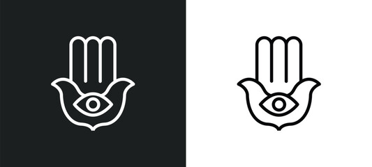 Wall Mural - hamsa hand icon isolated in white and black colors. hamsa hand outline vector icon from religion col