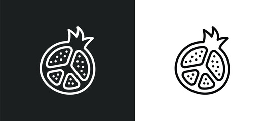 Wall Mural - half pomegranate icon isolated in white and black colors. half pomegranate outline vector icon from 