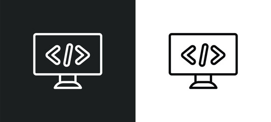 Wall Mural - seo tags icon isolated in white and black colors. seo tags outline vector icon from programming coll