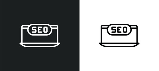 Wall Mural - seo monitoring icon isolated in white and black colors. seo monitoring outline vector icon from prog