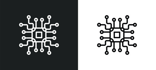 Wall Mural - microchip icon isolated in white and black colors. microchip outline vector icon from programming co