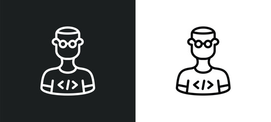 Wall Mural - developer icon isolated in white and black colors. developer outline vector icon from programming co
