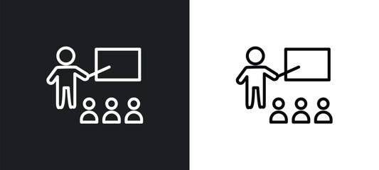 Wall Mural - teacher and students icon isolated in white and black colors. teacher and students outline vector ic