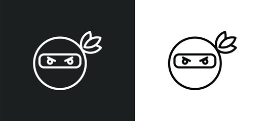 Wall Mural - ninja portrait icon isolated in white and black colors. ninja portrait outline vector icon from peop