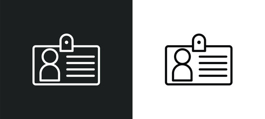 Wall Mural - identification pass icon isolated in white and black colors. identification pass outline vector icon
