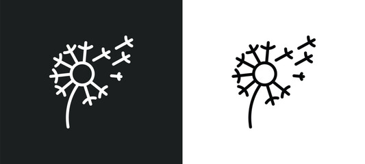 Wall Mural - dandelion icon isolated in white and black colors. dandelion outline vector icon from nature collect