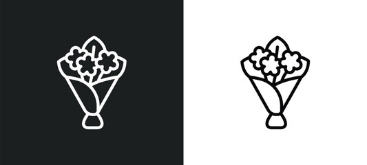 Wall Mural - flower bouquet icon isolated in white and black colors. flower bouquet outline vector icon from natu