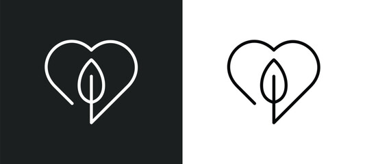 Wall Mural - love nature icon isolated in white and black colors. love nature outline vector icon from nature collection for web, mobile apps and ui.