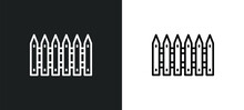 Fences Icon Isolated In White And Black Colors. Fences Outline Vector Icon From Nature Collection For Web, Mobile Apps And Ui.