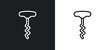 corkscrew icon isolated in white and black colors. corkscrew outline vector icon from kitchen collection for web, mobile apps and ui.