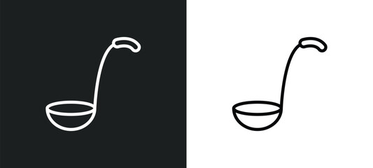 Wall Mural - ladle icon isolated in white and black colors. ladle outline vector icon from kitchen collection for web, mobile apps and ui.