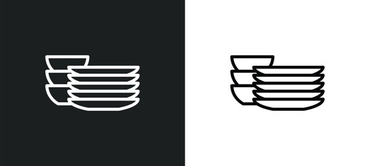 Wall Mural - dishes icon isolated in white and black colors. dishes outline vector icon from kitchen collection for web, mobile apps and ui.