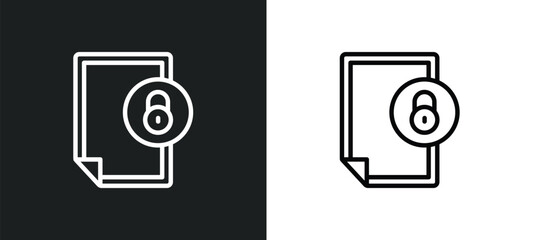 Wall Mural - file security icon isolated in white and black colors. file security outline vector icon from intern
