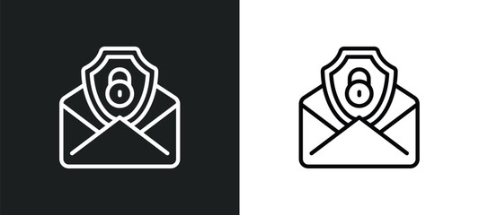 Wall Mural - email security icon isolated in white and black colors. email security outline vector icon from inte