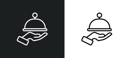 Wall Mural - restaurant tray icon isolated in white and black colors. restaurant tray outline vector icon from ho