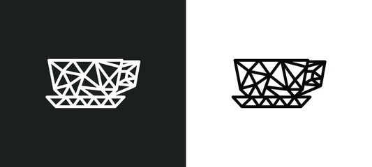 Wall Mural - polygonal coffee cup icon isolated in white and black colors. polygonal coffee cup outline vector icon from geometry collection for web, mobile apps and ui.