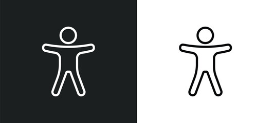 Wall Mural - man with open arms icon isolated in white and black colors. man with open arms outline vector icon f