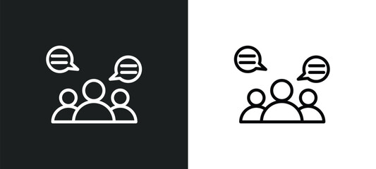 Wall Mural - group opinion icon isolated in white and black colors. group opinion outline vector icon from genera