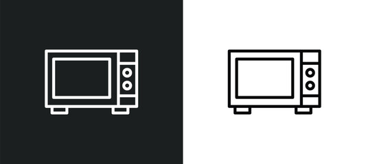 microwave icon isolated in white and black colors. microwave outline vector icon from furniture & household collection for web, mobile apps and ui.