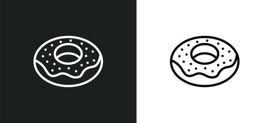 Wall Mural - chote donut icon isolated in white and black colors. chote donut outline vector icon from food colle