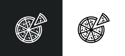 Wall Mural - pizza slice cut icon isolated in white and black colors. pizza slice cut outline vector icon from fo