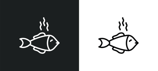 Wall Mural - cooked fish icon isolated in white and black colors. cooked fish outline vector icon from food collection for web, mobile apps and ui.