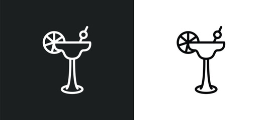 cocktail on a glass icon isolated in white and black colors. cocktail on a glass outline vector icon from food collection for web, mobile apps and ui.