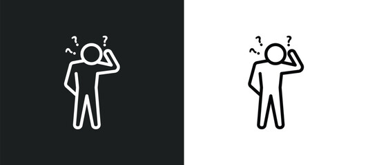 Wall Mural - confused human icon isolated in white and black colors. confused human outline vector icon from feel