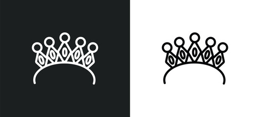 Wall Mural - diadem icon isolated in white and black colors. diadem outline vector icon from fashion collection for web, mobile apps and ui.