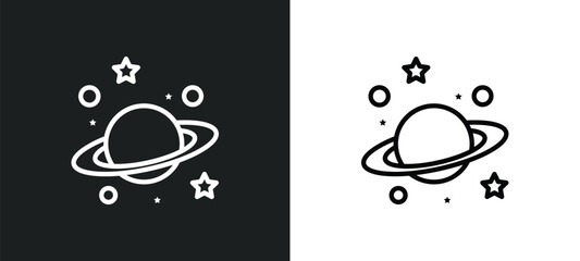 Wall Mural - planet saturn icon isolated in white and black colors. planet saturn outline vector icon from educat