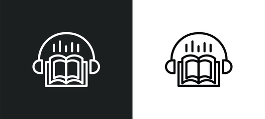 Wall Mural - audiobook icon isolated in white and black colors. audiobook outline vector icon from education coll