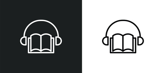 Wall Mural - audio book icon isolated in white and black colors. audio book outline vector icon from education co