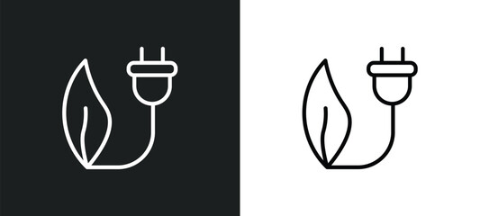 Wall Mural - eco power icon isolated in white and black colors. eco power outline vector icon from ecology collec