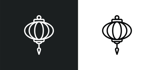 Wall Mural - chinese lantern icon isolated in white and black colors. chinese lantern outline vector icon from cu