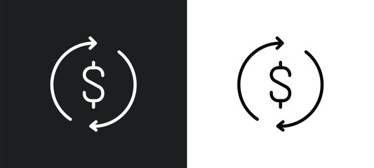 dollar reload icon isolated in white and black colors. dollar reload outline vector icon from cryptocurrency collection for web, mobile apps and ui.