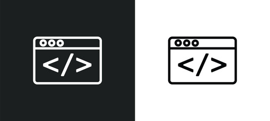 programming icon isolated in white and black colors. programming outline vector icon from cryptocurrency collection for web, mobile apps and ui.