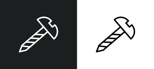 screw icon isolated in white and black colors. screw outline vector icon from construction tools collection for web, mobile apps and ui.