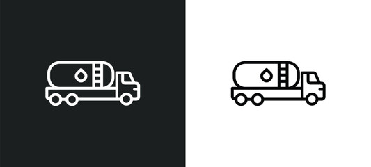 Wall Mural - tank truck icon isolated in white and black colors. tank truck outline vector icon from construction