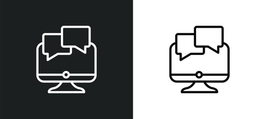 Wall Mural - online chat icon isolated in white and black colors. online chat outline vector icon from computer c