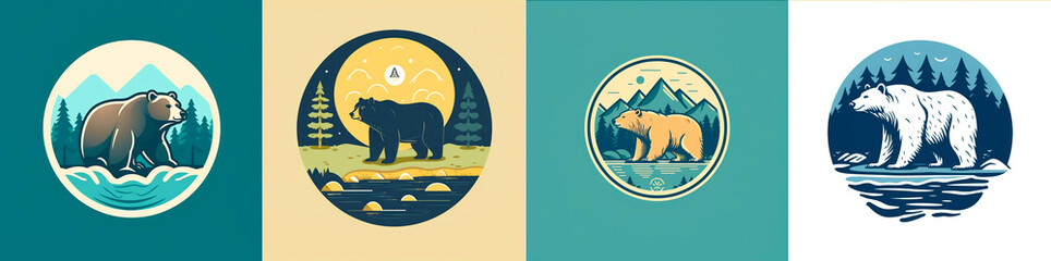 simple and clear logo for Bear Creek. Create a vector icon representing Bear Creek. Create an illustration of Bear Creek in a flat style.